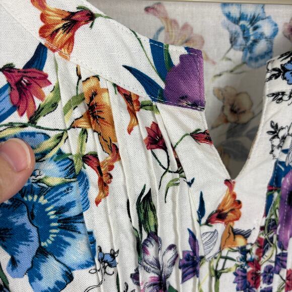 Chadwicks of Boston Petite Large Sleeveless Midi Maxi Dress Linen Blend Floral - Picture 4 of 7